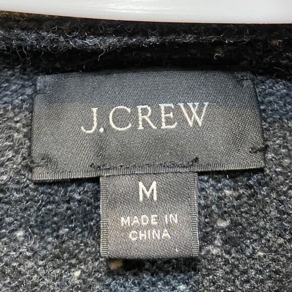 I. Crew Black Tweed Look Merino Wool Blend Long Sleeve 1/2 Turtleneck 2 Buttons - Picture 5 of 6